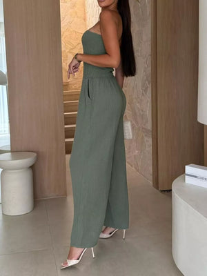 Black relaxed jumpsuit with strapless
