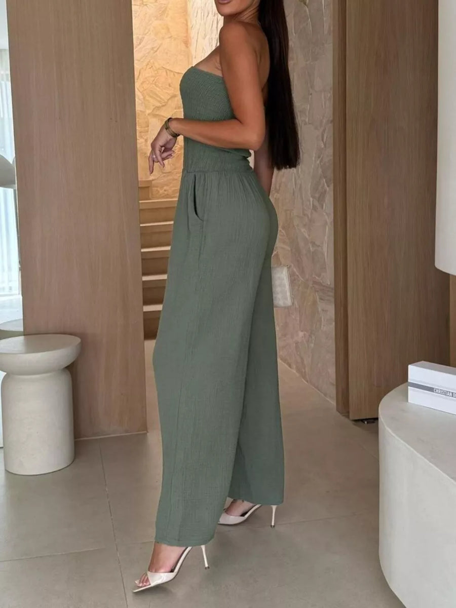 Black relaxed jumpsuit with strapless