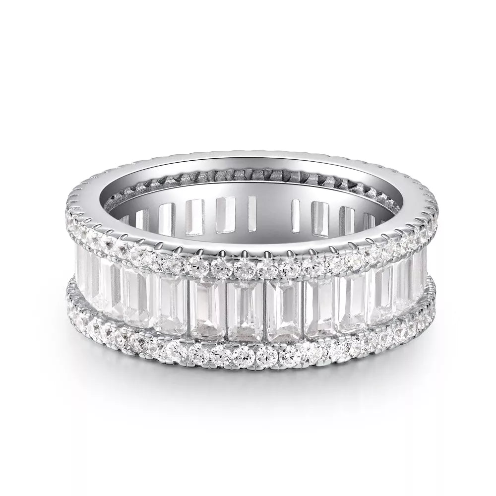 925 Sterling Silver Zircon Ring in Silver with zircon stones