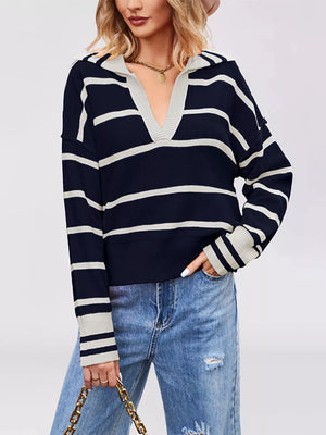 preppy pullover sweater in Khaki with collared