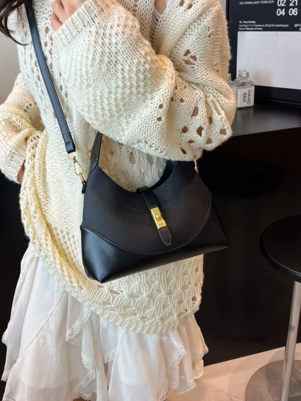 Black Pu Leather Crossbody Bag