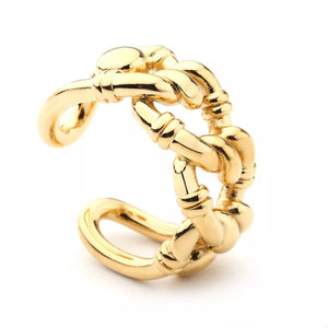18K Gold-Plated, Copper Care instructions: Avoid wearing during exercise, as swe ring in gold with chain link silhouette
