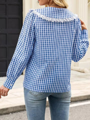 Coffee Brown regular button-up shirt with peter pan collar