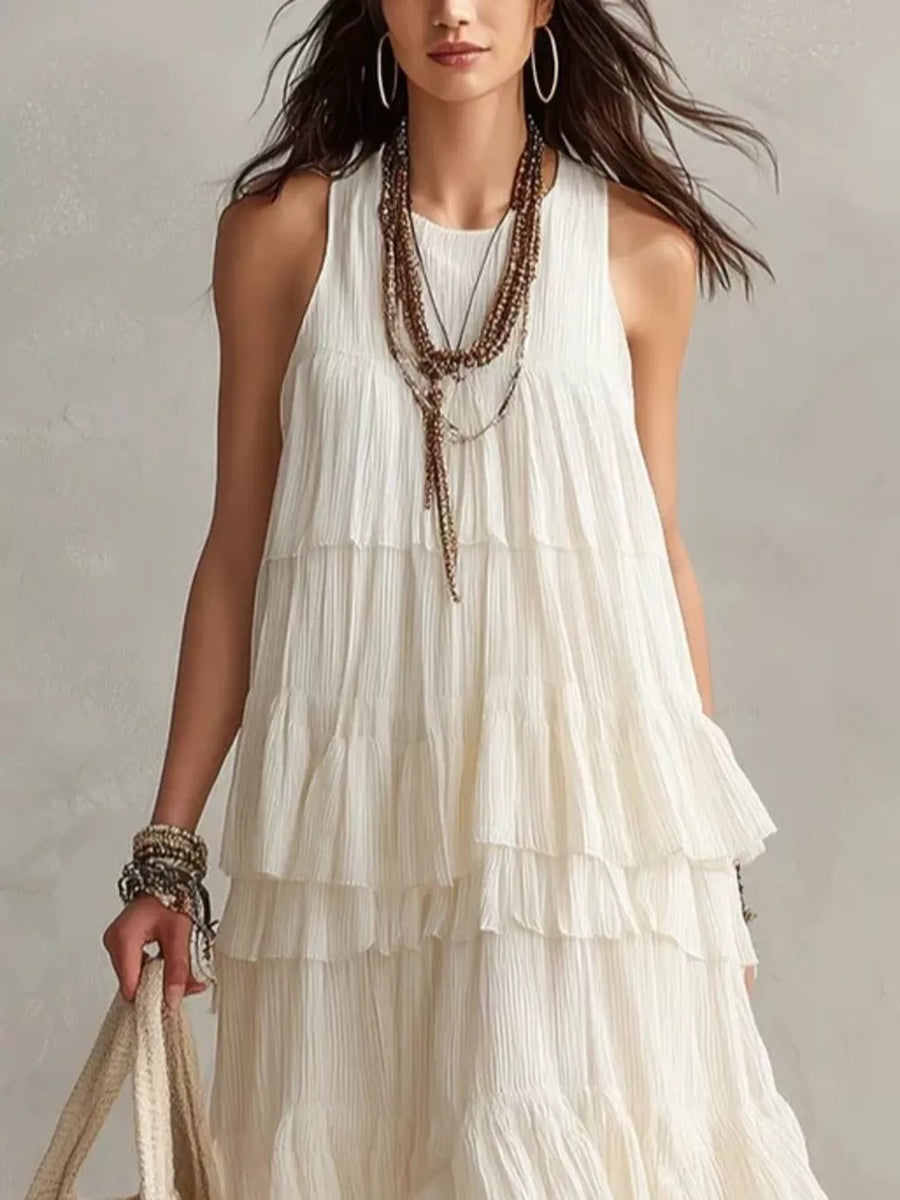 100% polyester Care instructions: Machine wash cold maxi dress in White with A-line silhouette