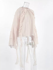 ivory loose blouse with round neck