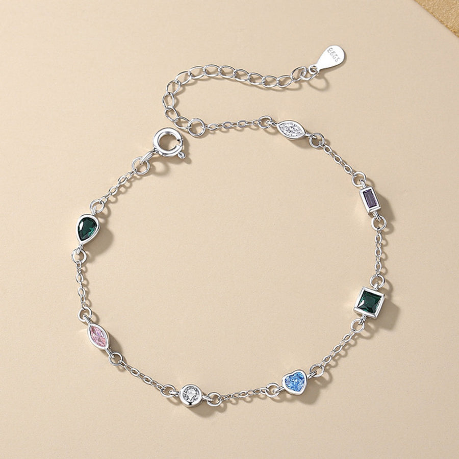925 sterling silver,Zircon Care instructions: Avoid wearing during exercise, as bracelet in sky blue with delicate silhouette