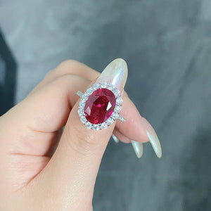925 Sterling Silver Ring With Oval Diamond Accents in silver with oval cut