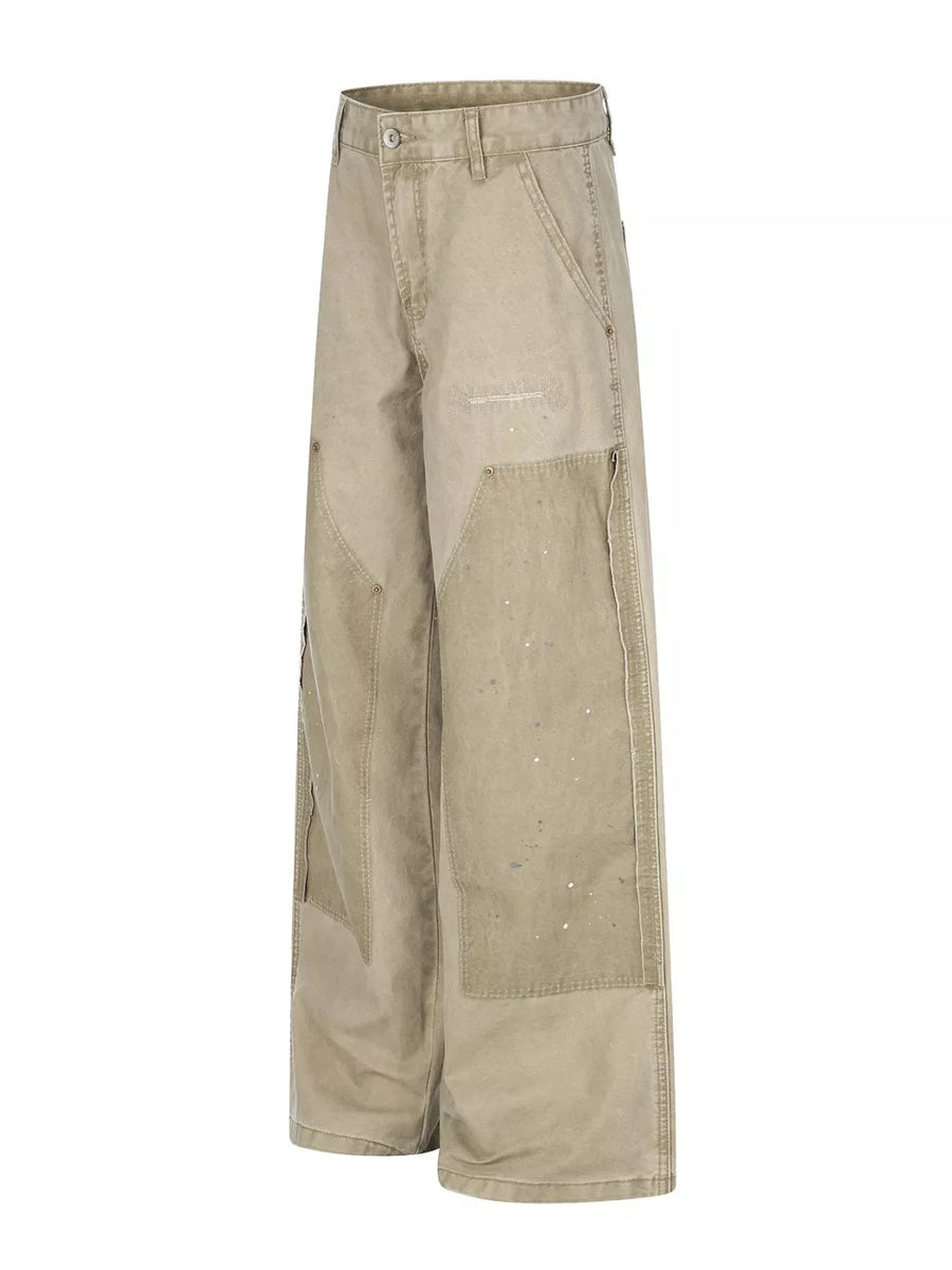 95%polyester, 5%spandex Care instructions: Machine wash cold cargo pants in Tan with wide-leg silhouette