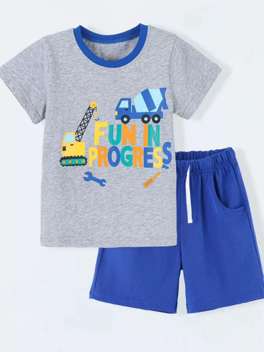 Children's Construction Vehicle Tee And Shorts Set in this colorway