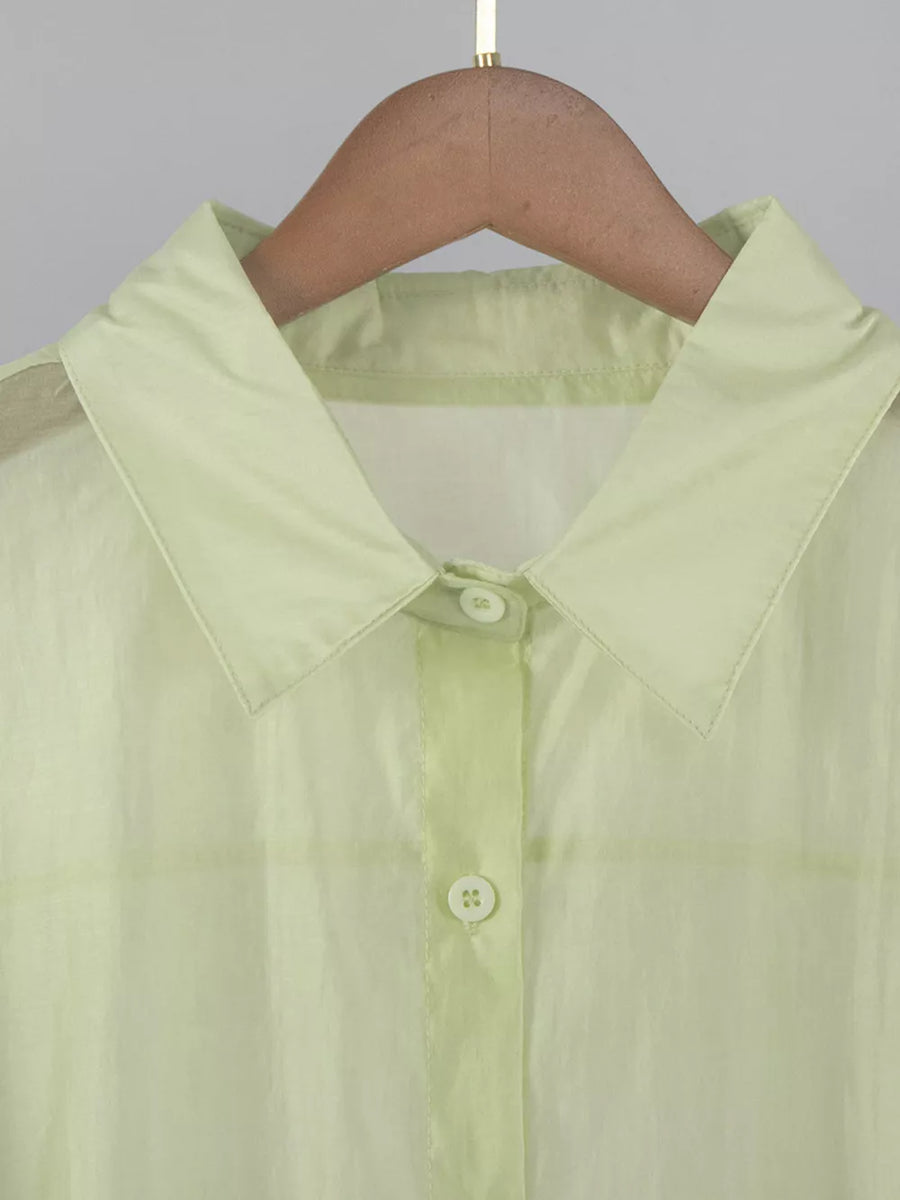 Gum Leaf oversized button-up shirt with collared