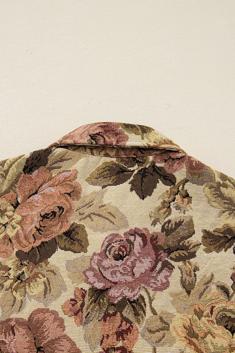 beige relaxed shacket with collared