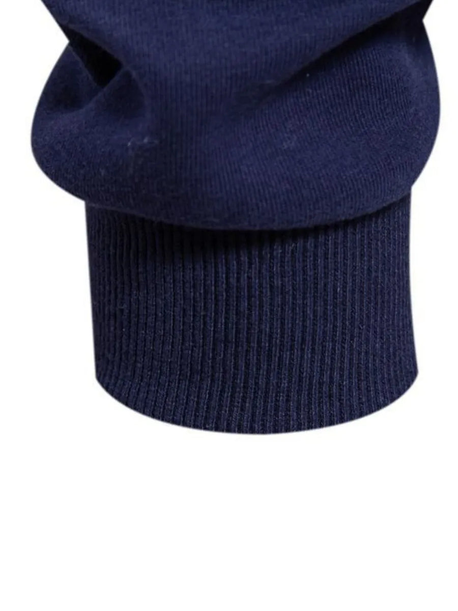 Navy long sleeve sweatshirt with ribbed cuff detail