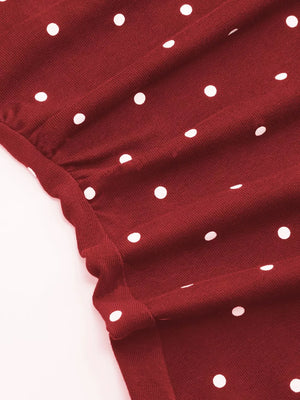 Polka Dot Flare Sleeve Mini Dress in Navy