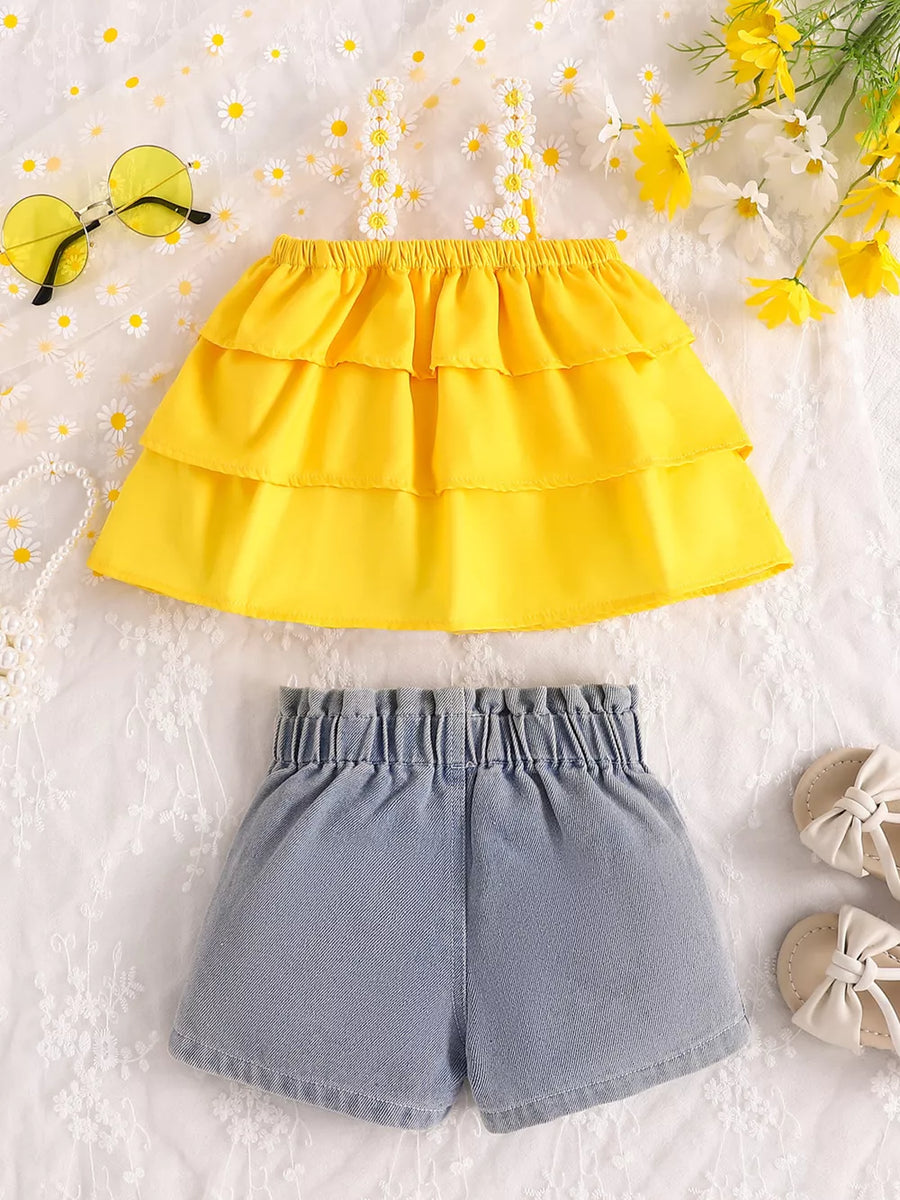 Children's Daisy Print Cami And Denim Shorts Set option 6