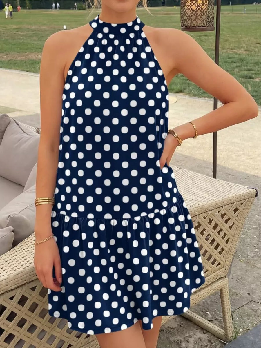 White relaxed mini dress with halter