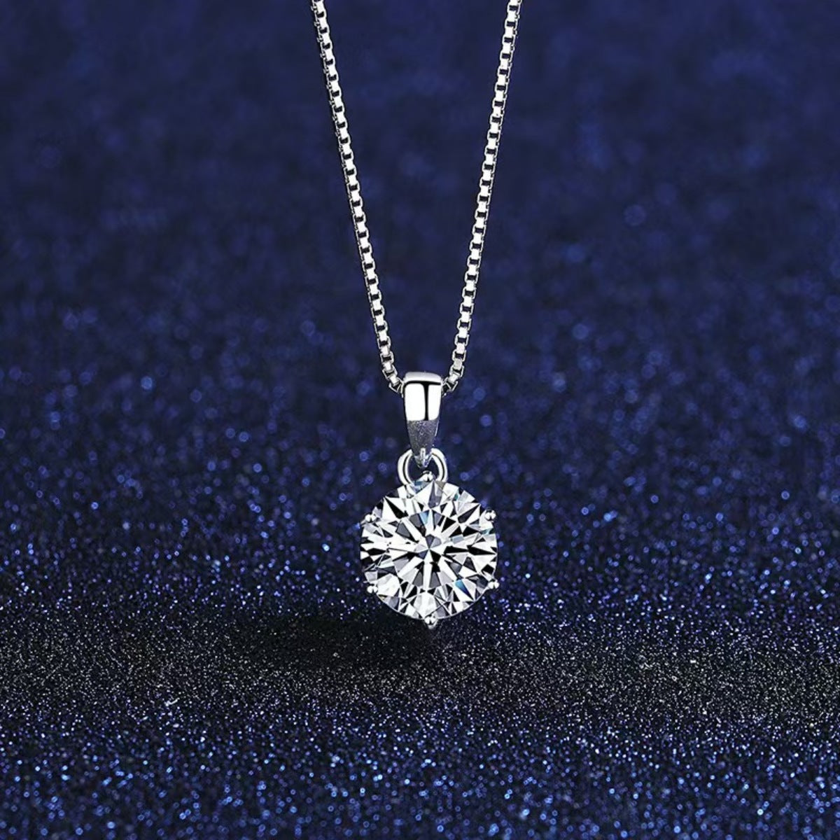 necklace in silver featuring moissanite stone and straight fit