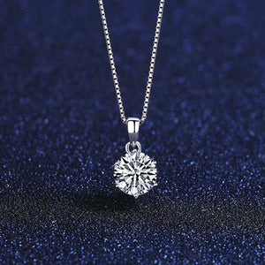 necklace in silver featuring moissanite stone and straight fit