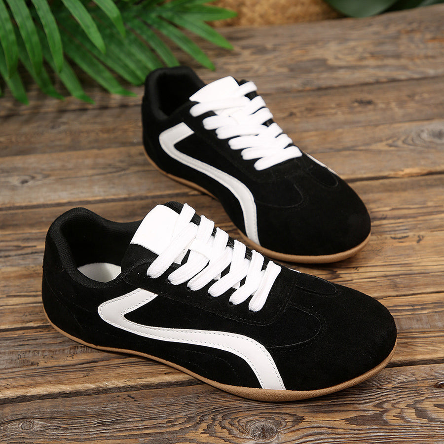 Round Toe Lace Up Sneakers Style 10600163842 in Brown with round toe