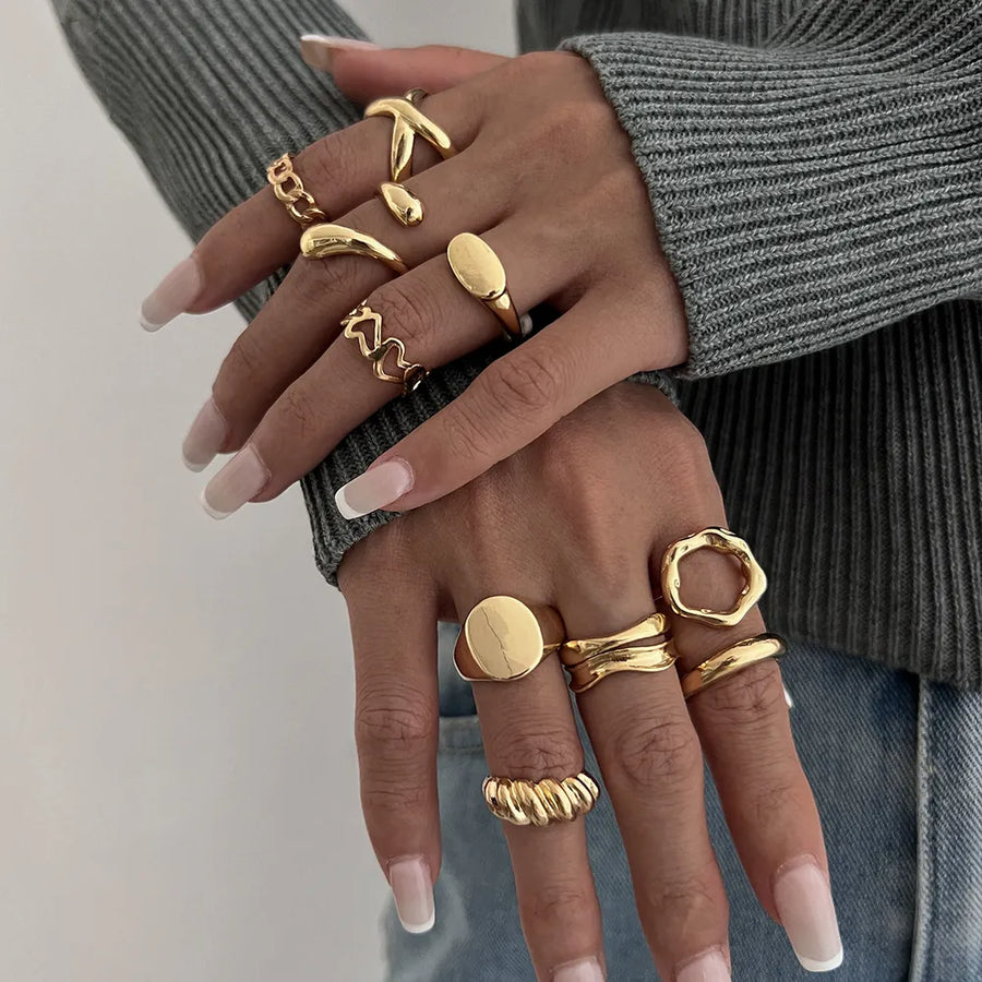18K Gold-Plated,Alloy Care instructions: Avoid wearing during exercise, as sweat ring in Gold with fitted silhouette