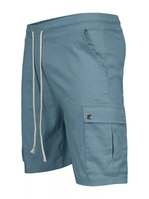 Black Men's Full Size Drawstring Casual Cargo Shorts