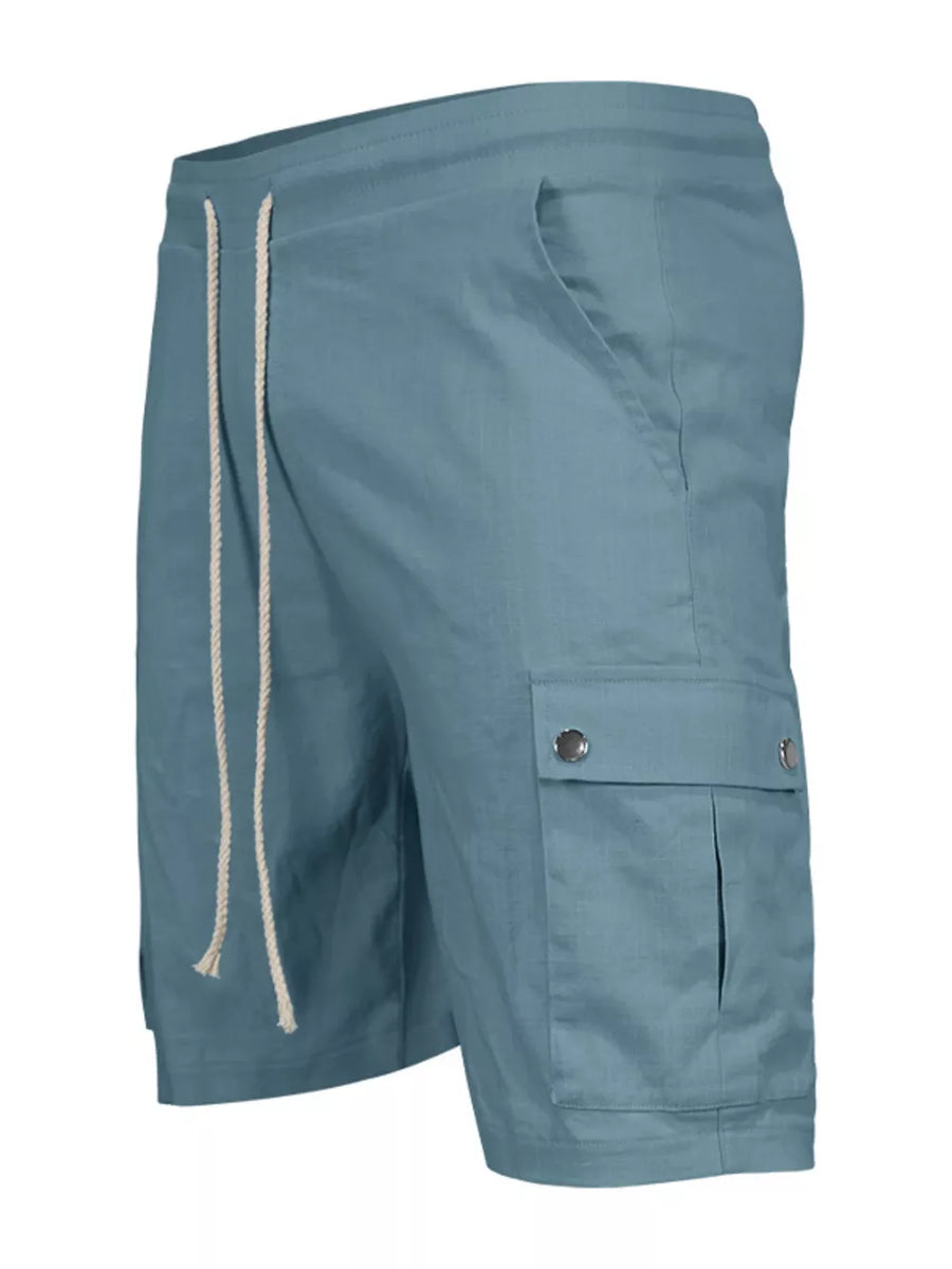 Black Men's Full Size Drawstring Casual Cargo Shorts