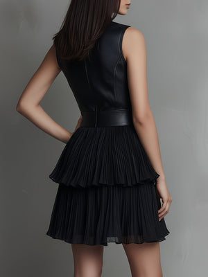 edgy mini dress in Black with mock neck