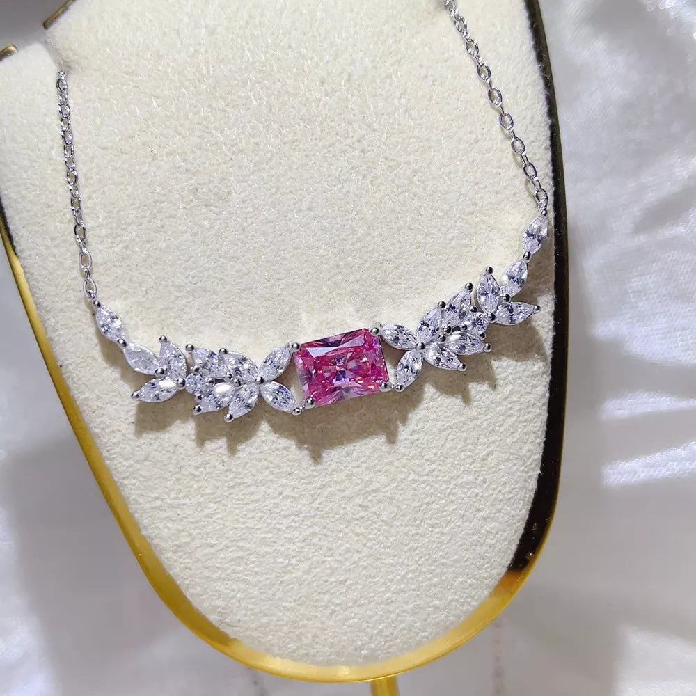0.5 Carat Sterling Silver Floral Moissanite Necklace