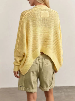Navy Blue cardigan with hip-length and open-front