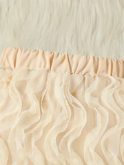 Beige toddler tutu skirt with ruffled tulle and elastic waistband