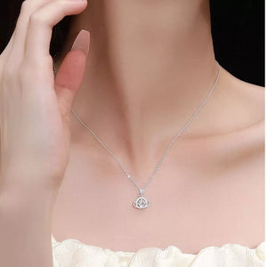 necklace in clear with geometric and moissanite stone