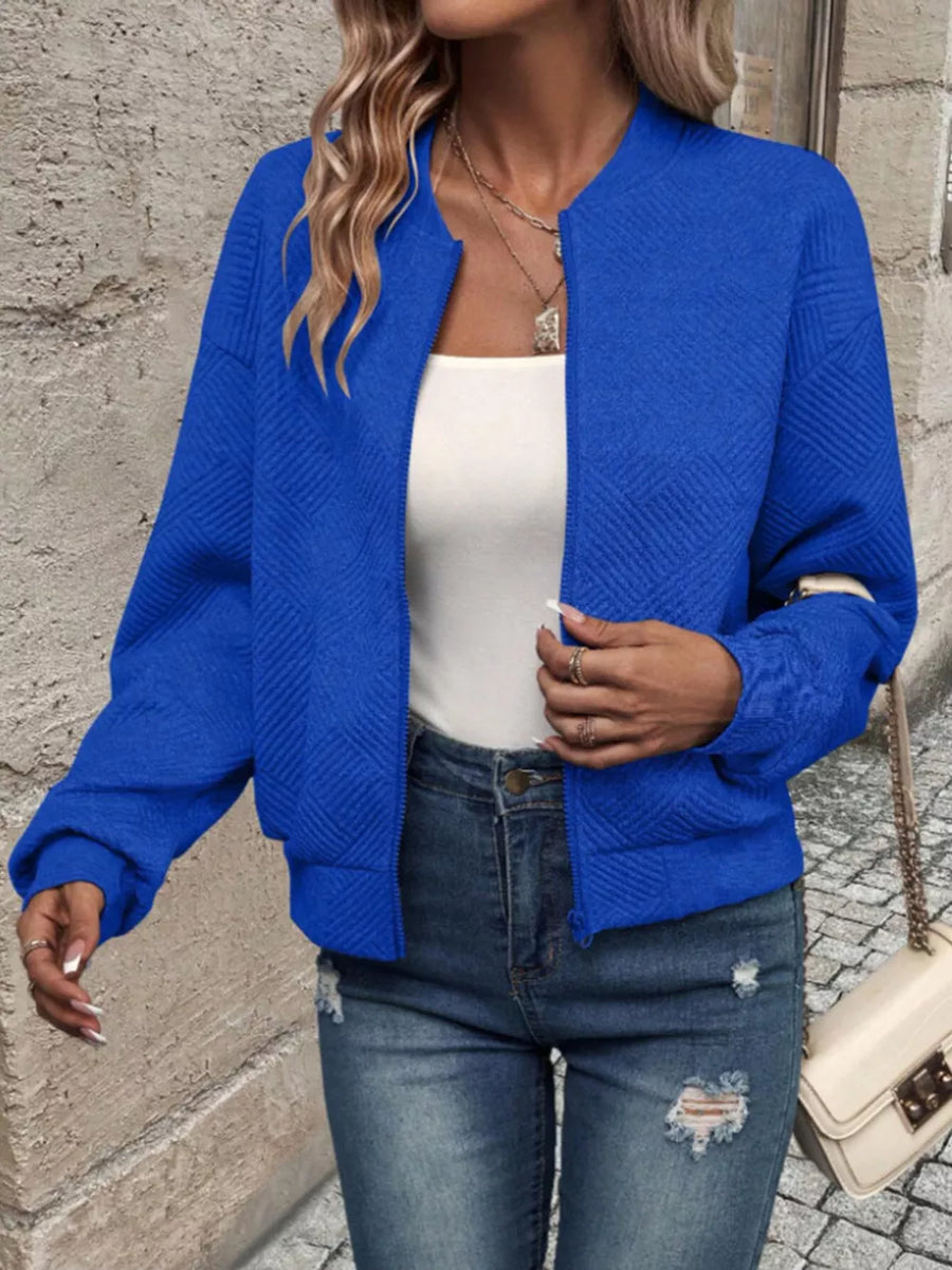 modern bomber jacket in Green with collared