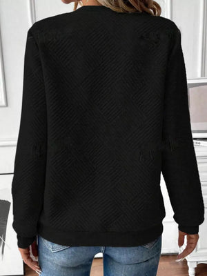 Gray Textured Quarter-zip Sweatshirt