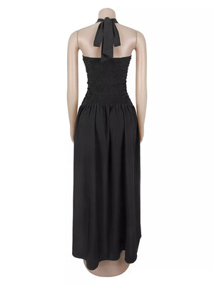 glam maxi dress in Black with halter
