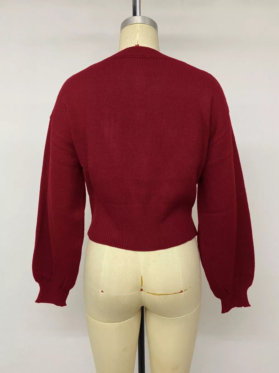 burgundy cardigan