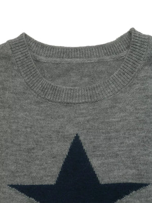 light gray pullover sweater with ribbed cuffs and long sleeve