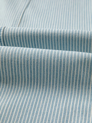 Light blue striped cotton blend jeans with drawstring detail
