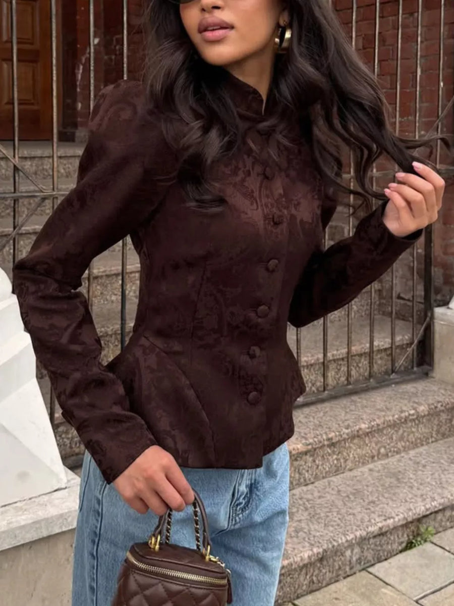Brown peplum top