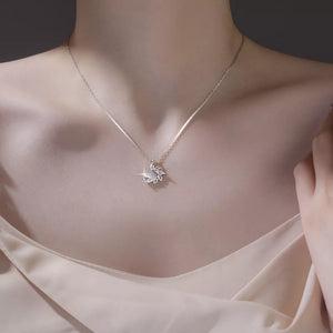 necklace featuring leaf in silver with 925 sterling silver,Zircon Care instructions: Avoid wearing during exercise, as
