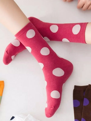 socks in white with polka dot and elastic cuff