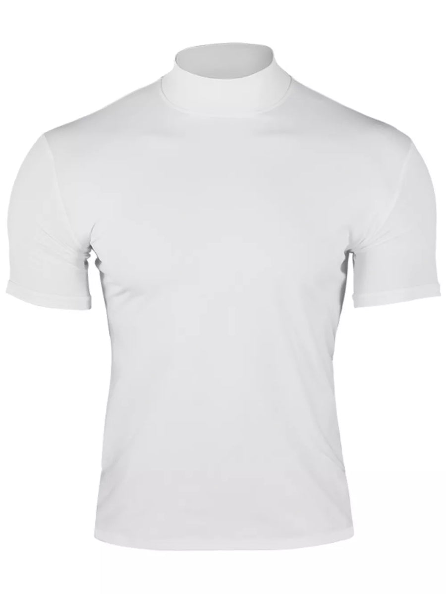 Men's Plus Size Short Sleeve Turtleneck T-shirt in Dark Gray