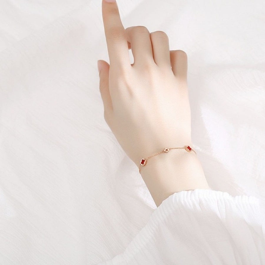 bracelet in Rose Gold with four-leaf clover motif and adjustable length