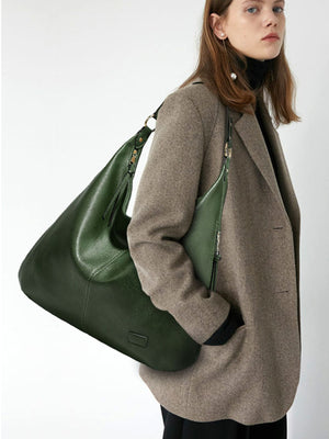 PU Leather Imported Size &amp shoulder bag in Brown with slouchy silhouette