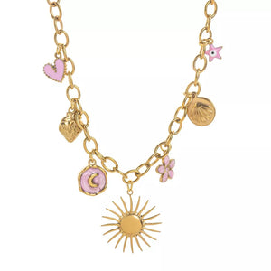 18K Gold-Plated, Stainless Steel Care instructions: Avoid wearing during exercis necklace in navy blue with straight