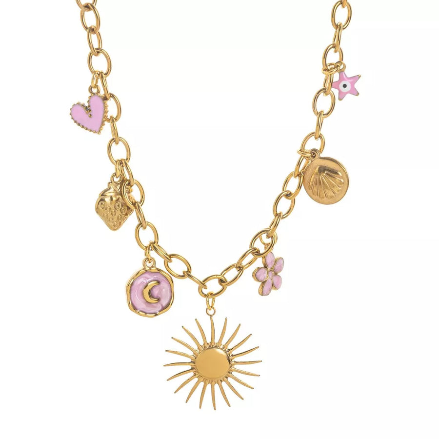 18K Gold-Plated, Stainless Steel Care instructions: Avoid wearing during exercis necklace in navy blue with straight