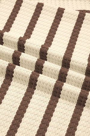 Stripe Patchwork Ribbed Cuff Pullover Sweatshirt in Beige, view 12