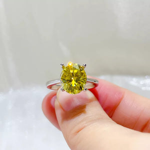 Oval Solitaire 0.5 Carat Moissanite Sterling Silver Ring in this colorway