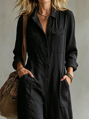 bohemian jumpsuit in Red with collared