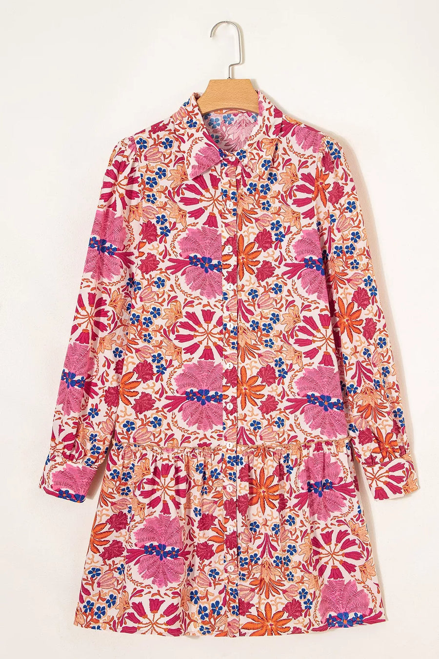 Fall Flower Print Long Sleeve Mini Dress option 8