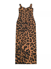 maxi dress featuring leopard-print in Leopard with 100% polyester Care instructions: Machine wash cold texture