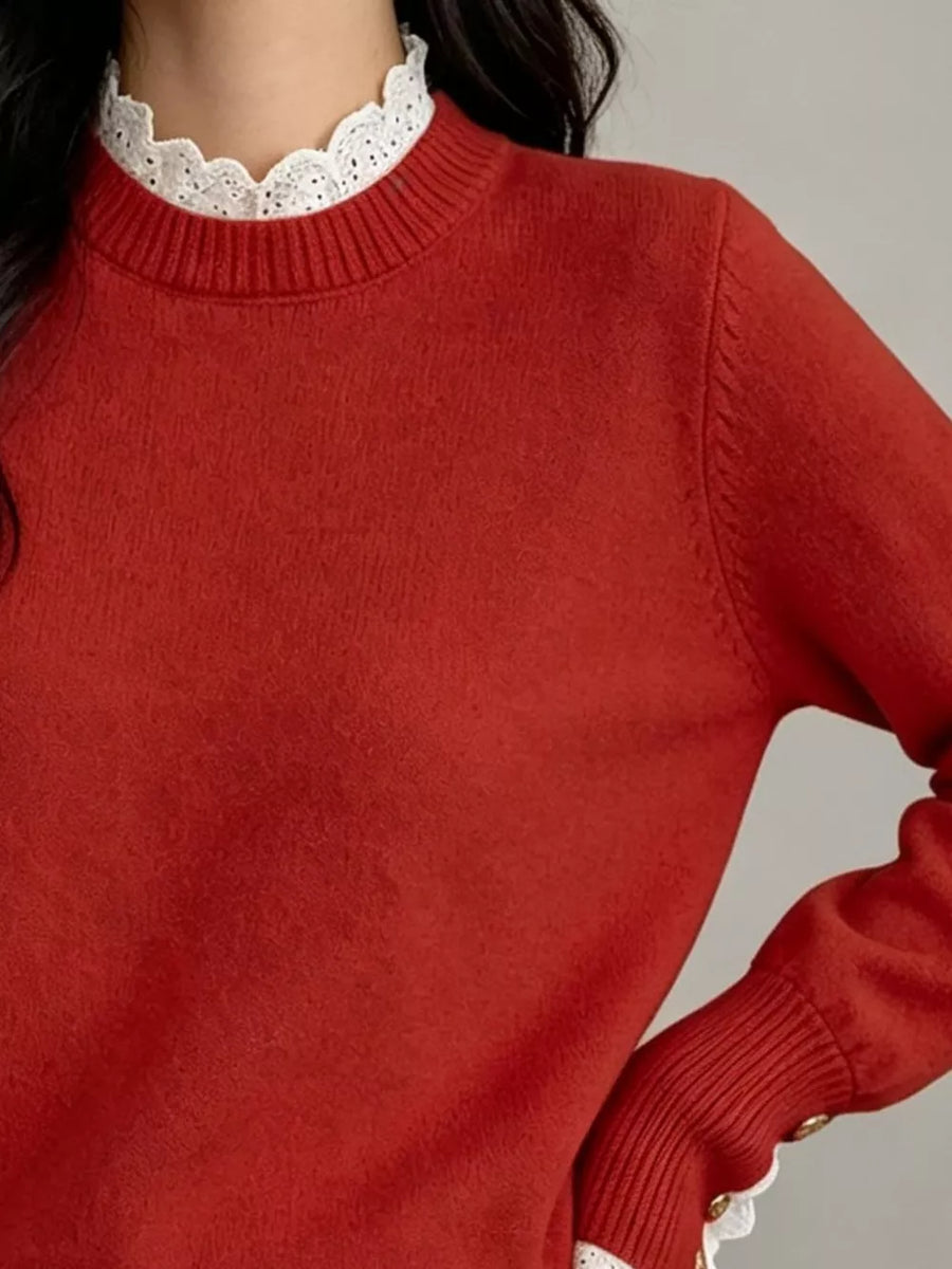 romantic mock neck sweater in Black with mock neck